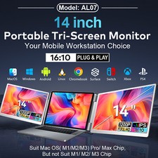 14.0" Dual Portable Monitor Triple Laptop Screen Extender Gaming Folding Display