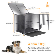 Image of Square Metal Tube Dog Crate Kennel Stacking Metal Pet Dog Cage with Feeding Door