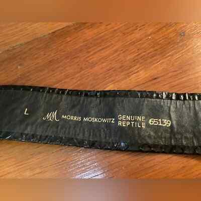VTG Morris Moskowitz Black Snake Gold Bow leaf? Belt Large 