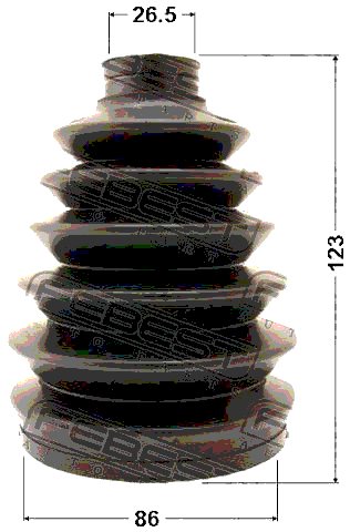 0417P-KB4 Febest Boot Outer CV Joint Kit PVC 86X123X26.5 94768942
