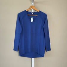 NWT Women's GAP Heather Blue Bella V-neck Pullover Sweater, XS - NEW