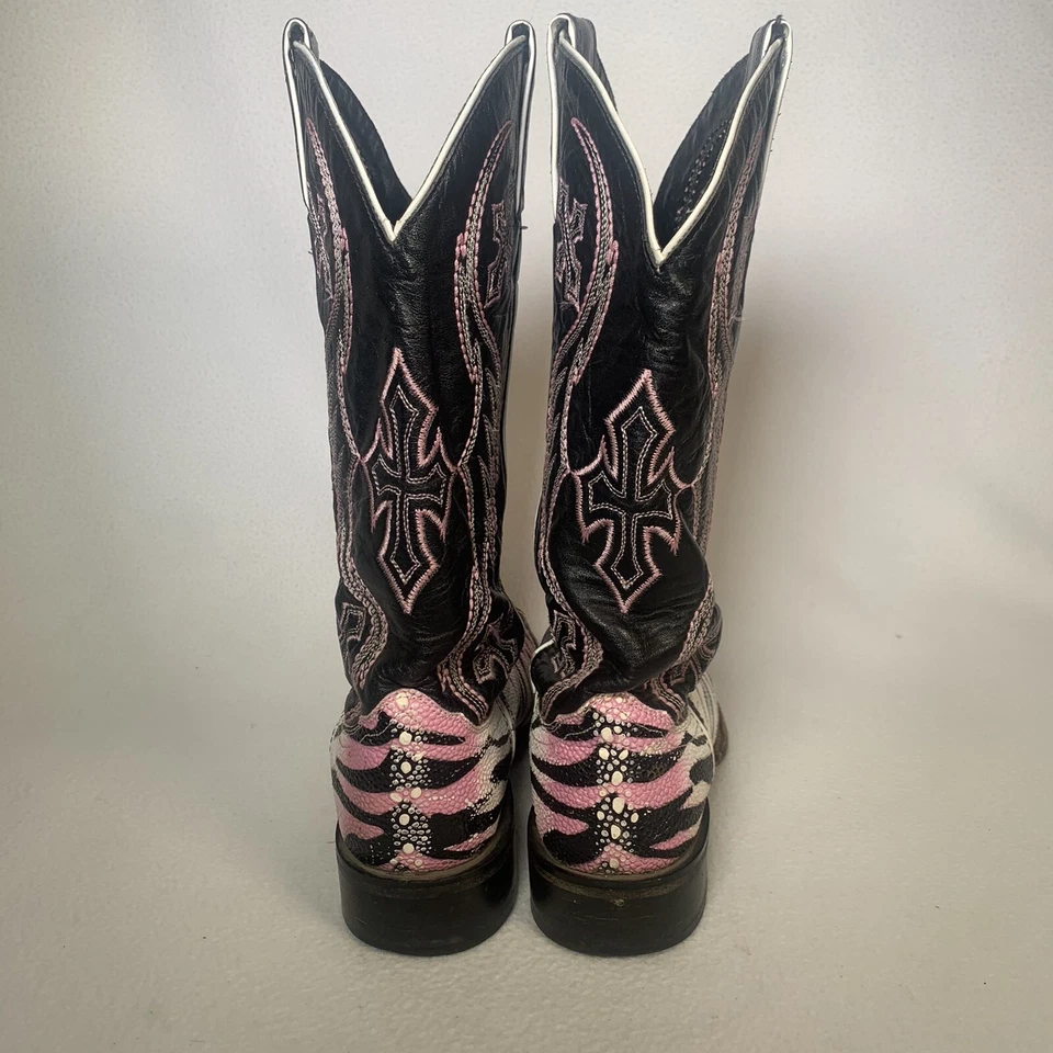 Botas de Vaquera Nocona Marrón Tigre Rayas Cuero Raya Mujer 8.5 B Foto 3 de 4