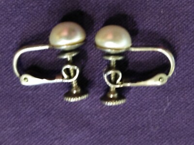 VINTAGE PATENT #3176475 FAUX-PEARL ADJUSTABLE CLIP-ON EARRINGS