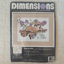 "Hang in There" 1992 Vintage Dimensions No Count Cross Stitch Kit 3974