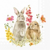 20 Servietten Hop On Spring Hasen Tiere Garten Blumen Natur Braun Deko 33X33Cm