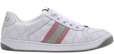 NEW GUCCI LADIES SCREENER WHITE GG SUPREME WEB LOGO SNEAKERS SHOES 40/10