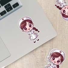 Cute Nurse Sticker Weatherproof Vinyl for Water Bottles, Laptops More