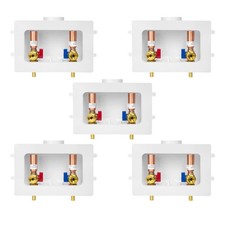 (Pack of 5)  Washing Machine Outlet Box, 1/2 Inch Pex Crimp Inlet x 3/4 Inch