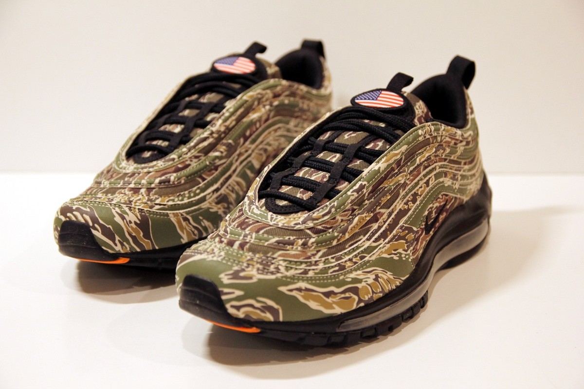 RARE! AJ2614-205 NIKE Air Max 97 QS USA Camo US 9.5 Military 