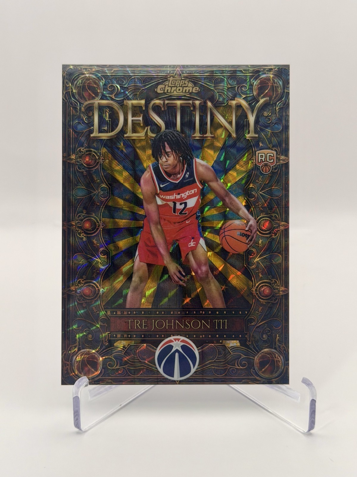 2025-26 Topps Chrome Tre Johnson III Destiny Gold 1/50 Wizards Rookie #D-6 SSP
