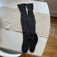 Antique circa 1900 Edwardian overdyed Black Cotton Stockings