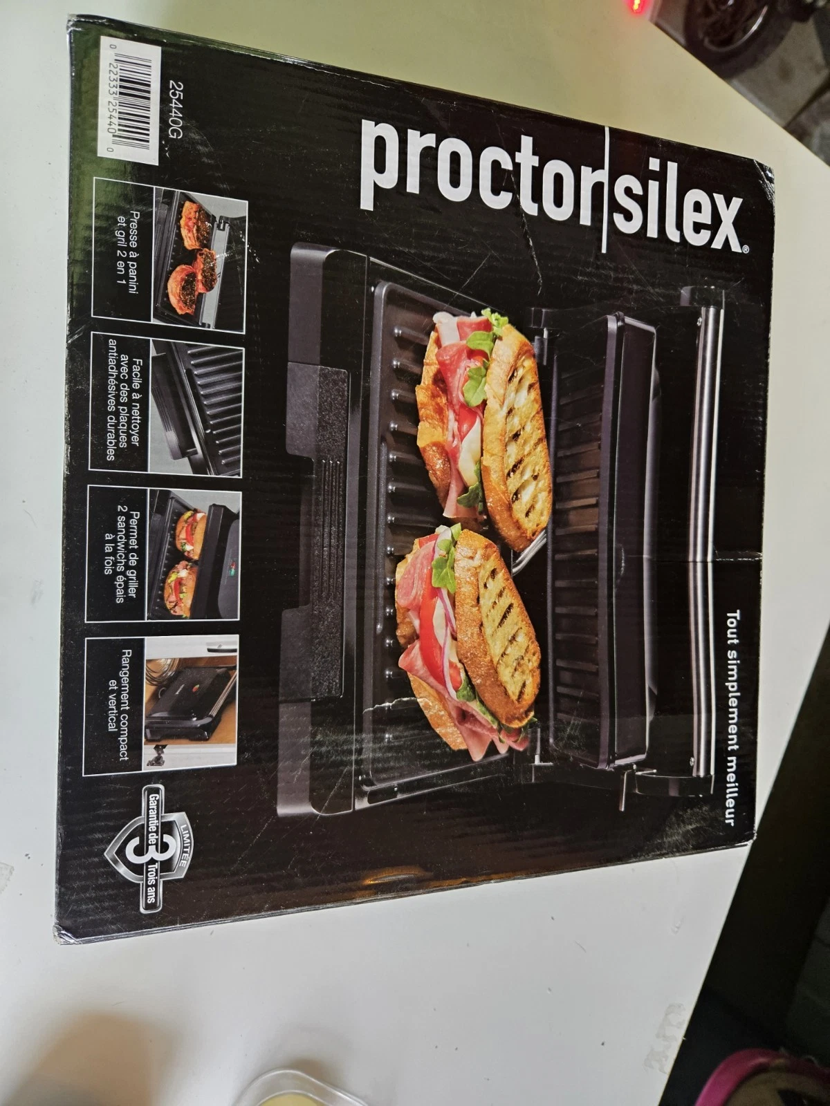 Easy Clean & Store PROCTOR SILEX 2in1 COMBO PANINI PRESS & COMPACT GRILL 25440G
