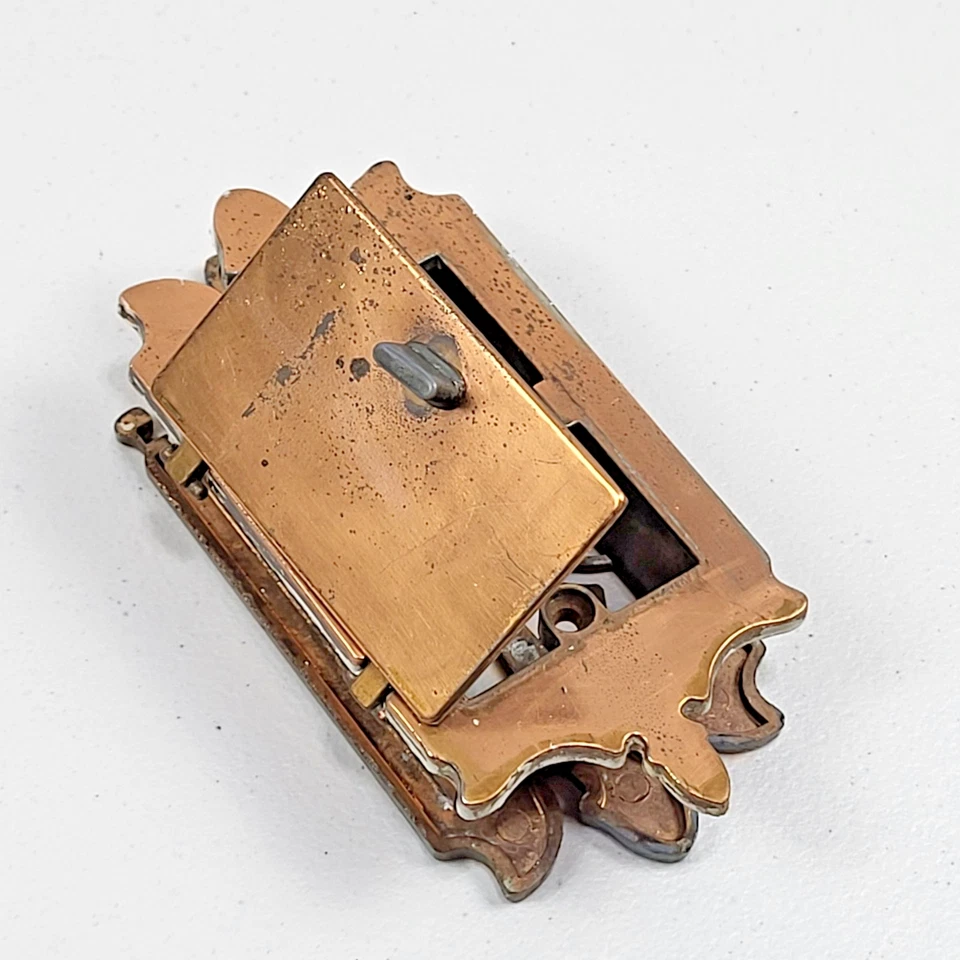 Antigua mirilla de bar clandestino Art Deco puerta llamador visor latón macizo cobre de colección Foto 3 de 4