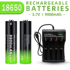3.7V 9900mAh Rechargeable Button top Li-ion Batteries 4slot USB Charger lot