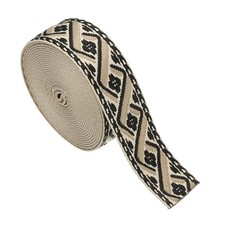 4.75Yards Cotton Webbing Strap 38mm Jacquard Webbing Strap, Khaki-Black