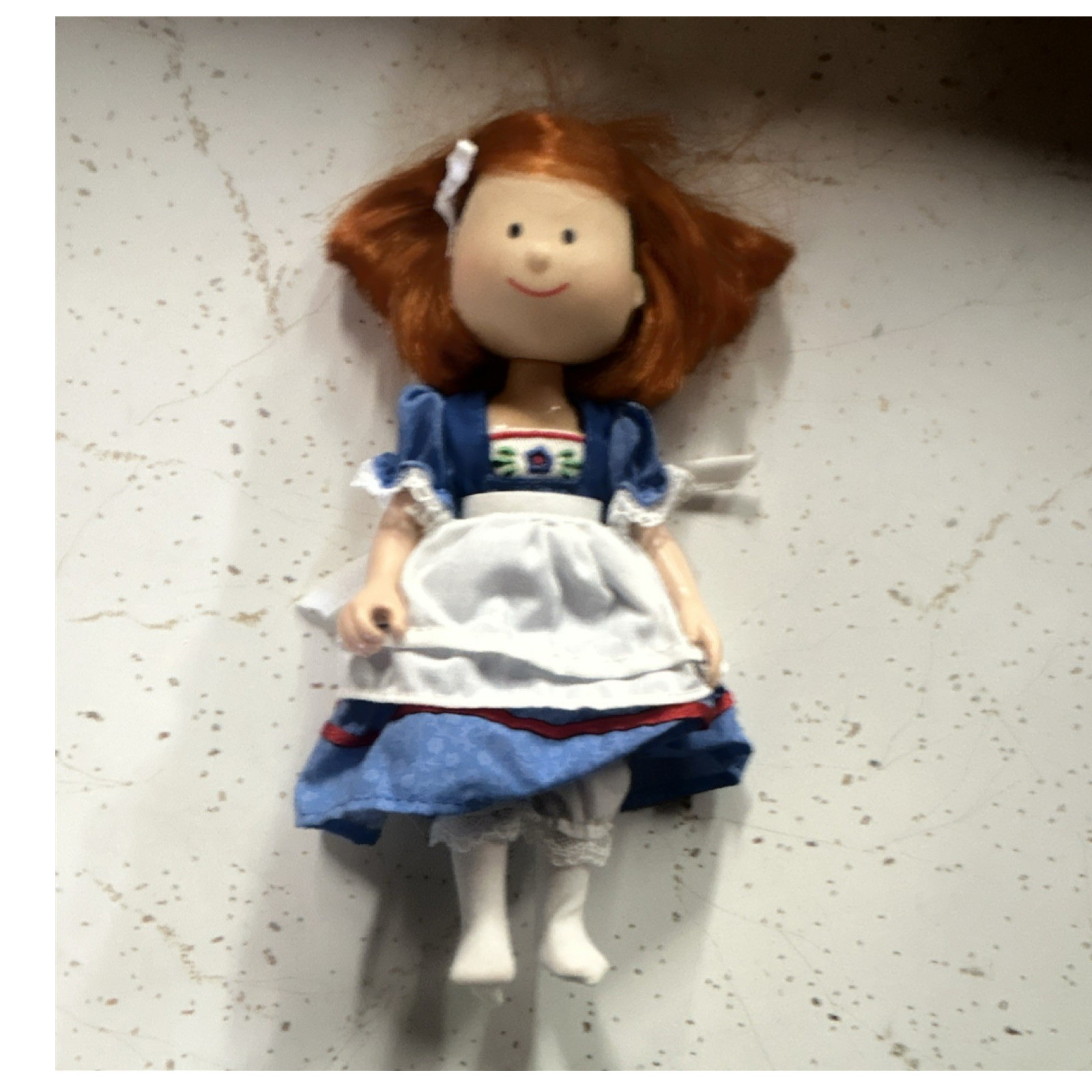 Eden Madeline 8in Cloth Play Doll Red Wavy Hair Blue Eyes Dress & Apron 2000
