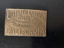 Vintage "Union & Central Pacific Railroad Line Omaha To California" Belt Buckle