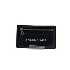 BALENCIAGA Leather Card Case, Black, Men's 501651