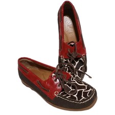 Ariat Calf Fur boat shoes Giraffe Ruby slip on  loafers 10014141 women sz 7B