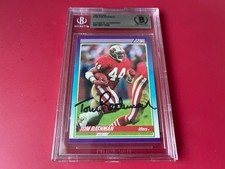Tom Rathman 49ers NFL 1990 Score Card Signed Auto Beckett BAS Slabbed