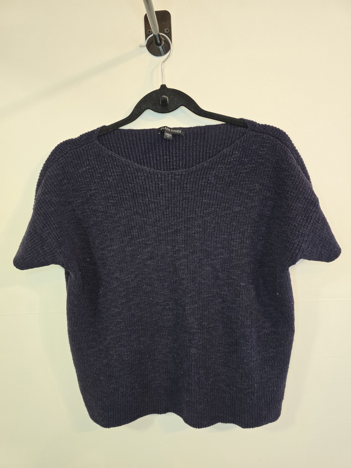 Eileen Fisher Organic Linen Cotton Slub Boxy Top Small Black Minimalist Capsule