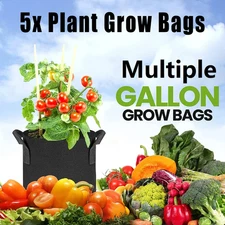 5-Pack 1-10 Gallon Plant Grow Bag Thickened Nonwoven Aeration Fabric Pots