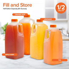 Half Gallon Jugs 64 Oz Bpa-Free Food-Grade Made in USA 6 Set HDPE Plastic Tamper