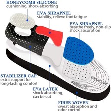 35-52 size Orthopedic Insoles Man Women Memory Foam Cushion Insole Silicone Arch