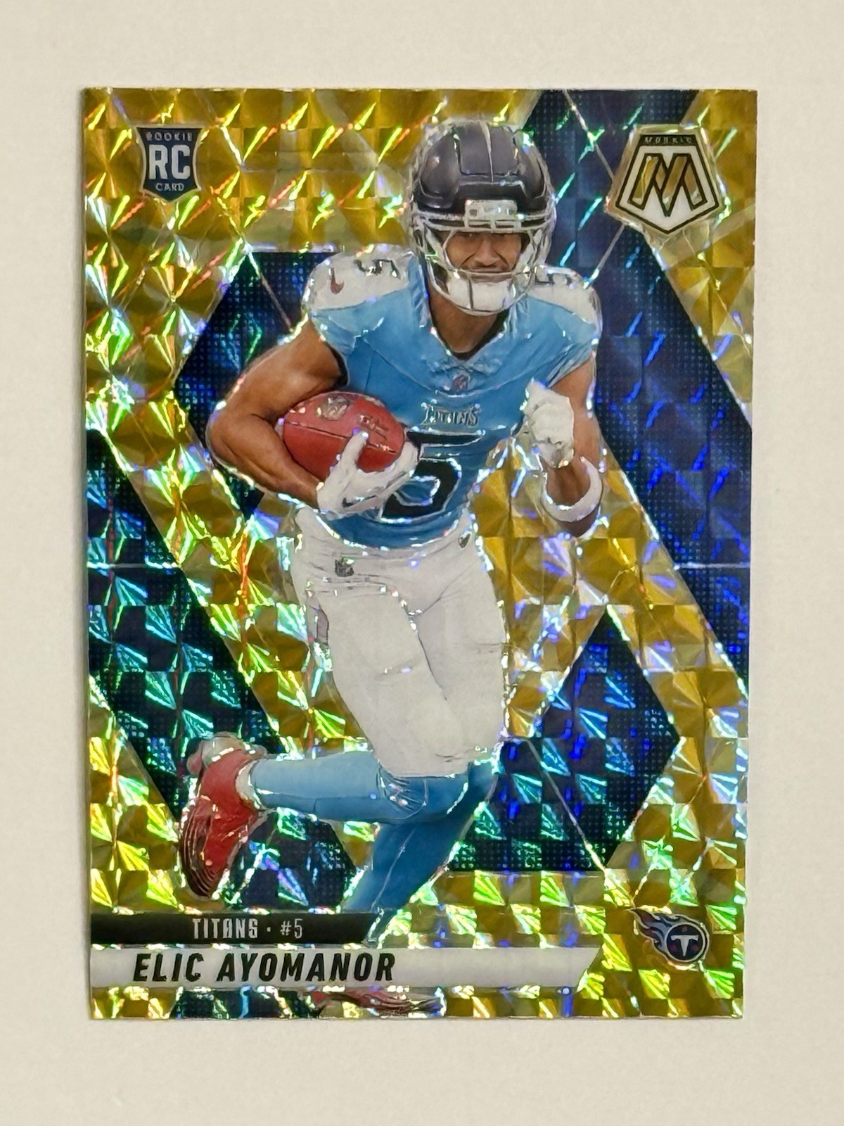2025 Panini Mosaic Elic Ayomanor Reactive Yellow Mosaic Prizm SP #333 RC Titans