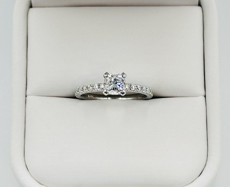 .90cttw Lab-Grown Cushion Cut Diamond Engagement Ring 14k White Gold VS/EF 5mm