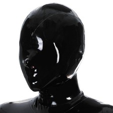 Black Latex Hood Open Nostril Rubber Mask with Back zipper Clubwear Fetish 0.4mm