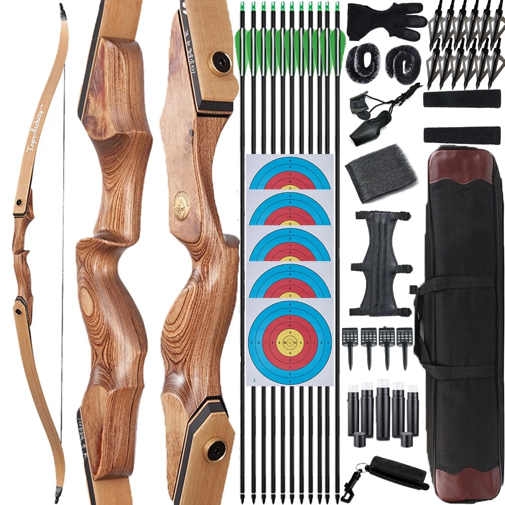 Set D'arc Recurvo 30 LBS Avec Flèches - Arc De Chasse Noir - Neuf