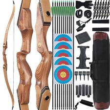 60" Recurvebogen Set Jagdbogen 20-60lbs Takedown Bogenschießen Pfeil Jagd RH