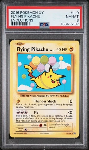 2016 POKEMON XY EVOLUTIONS #110 FLYING PIKACHU PSA 8