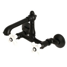 Kingston Brass KS722.PX English Country 1.8 GPM Widespread Bridge - Black