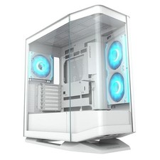COUGAR White Mid Tower E-ATX Case, 420mm GPU Supported, Build-in A PWM Fans, Bre