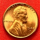 1948-D Lincoln Wheat Cent Penny GEM RED BU From an Original Bank Roll