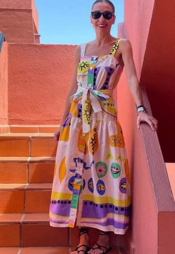 ZARA Summer Midi Dress Printed Button Down Long Sundress size XS Multicoloured - Picture 6 of 7