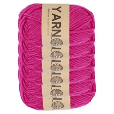6Pcs Crocheting Yarn, 1.8mm Rose Red 5 Ply Acrylic Yarn 150 G,328 Yards Total