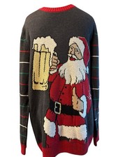 UGLY Christmas Sweater Size Med Santa With A Beer UGLY CHRISTMAS SWEATER