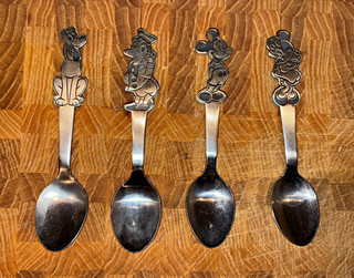 Walt Disney Prod. Stainless Steel Japan Spoons Set of 4 Mickey Vintage