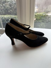 Salvatore Ferragamo Black Suede Mary Jane Heels Pumps Women's Shoes Size 7.5 B