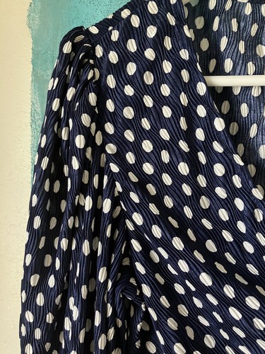 TOPSHOP BLOUSE à pois, tissu plissé et détail froncé, manches longues, taille 4 - Photo 4/18