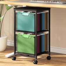Rolling File Cart with 2 Storage Drawers,Under Desk Storage,Hanging File Fold...