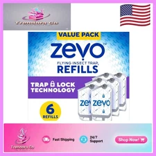 Official 6 Cartridge Refill Set for MAX Indoor Fly Traps - No Fragrance, Safe