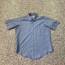 VTG Sears Perma Prest Mens Shirt Size 17 Button Light Blue Pocket