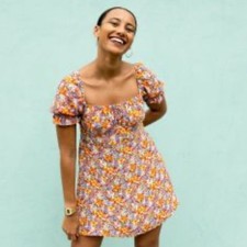 Faithfull The Brand Iris Floral Print Crepe Mini Dress In Meja Floral smocked s