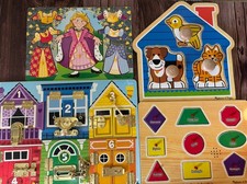 Lot 4 Wooden Melissa and Dough Puzzles for Toddlers/Preschoolers