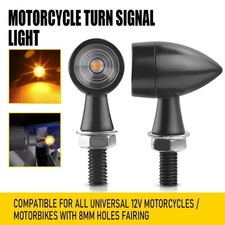 2X Black Mini Motorcycle Bullet LED Turn Signal Blinker Brake Light Amber Lamp C