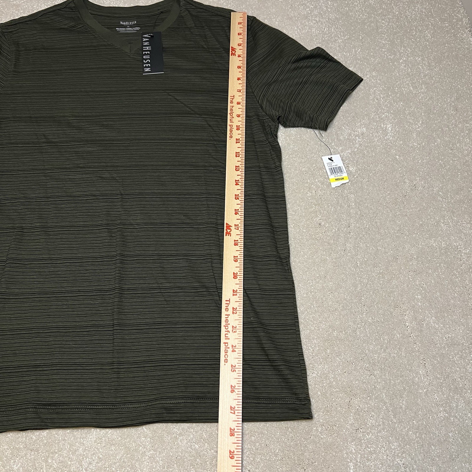 Van Heusen NWT gray/green v neck Cotton Blend Striped T-Shirt Men's Medium thumbnail 9